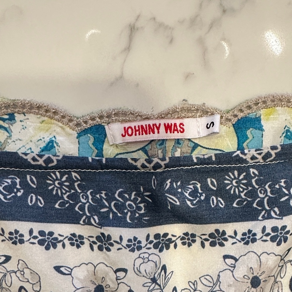 Johnny Was 100% Silk Multicolor Patchwork Short S… - image 2